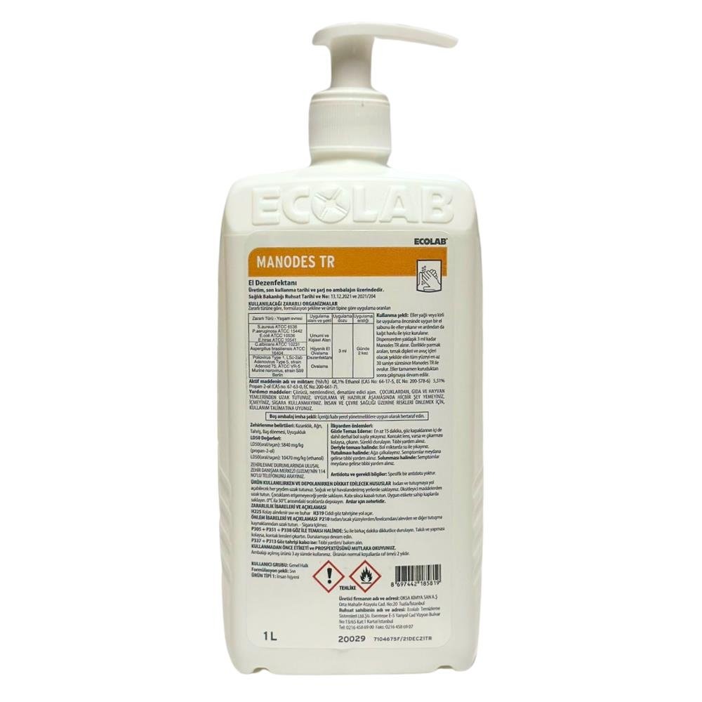 Ecolab P3-Manodes Alkol Bazlı El Dezenfektanı 1 Kg Pompalı (1 KOLİ 12 ADET)
