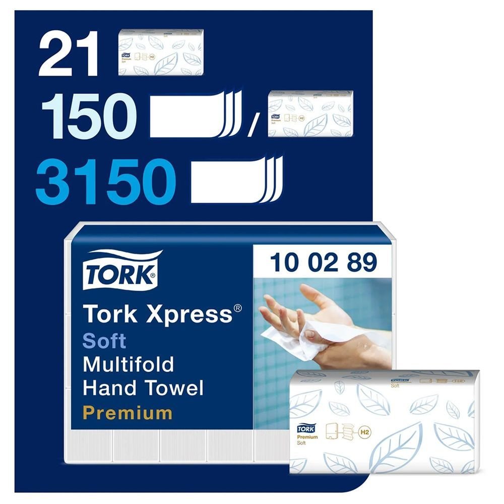 Tork Xpress® Ekstra Yumuşak Çok Katlı El Havlusu Premium (1 Paket 150 Adet-Koli İçi 21 Paket)